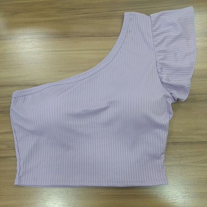 Cropped /Blusa Feminina ombro nu com Bojo