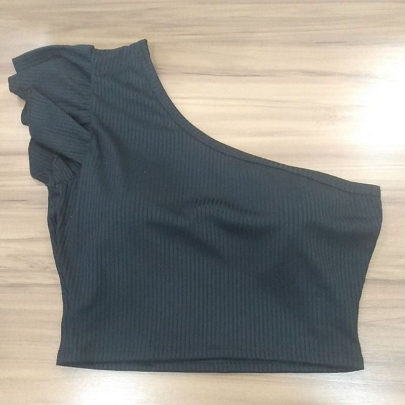 Cropped /Blusa Feminina ombro nu com Bojo