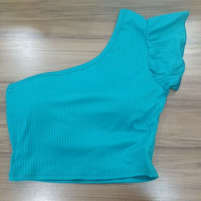 Cropped /Blusa Feminina ombro nu com Bojo