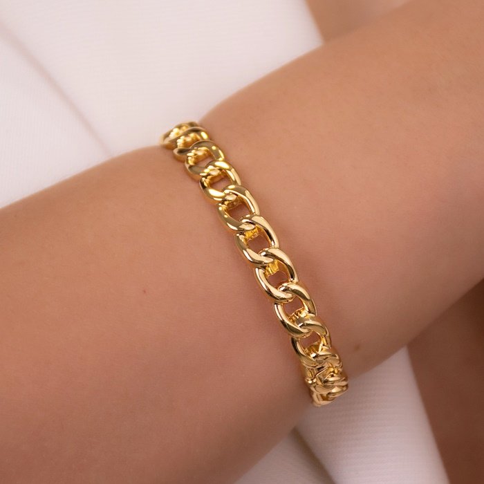 BRACELETE DOURADO ESTILO CORRENTE GRUMET