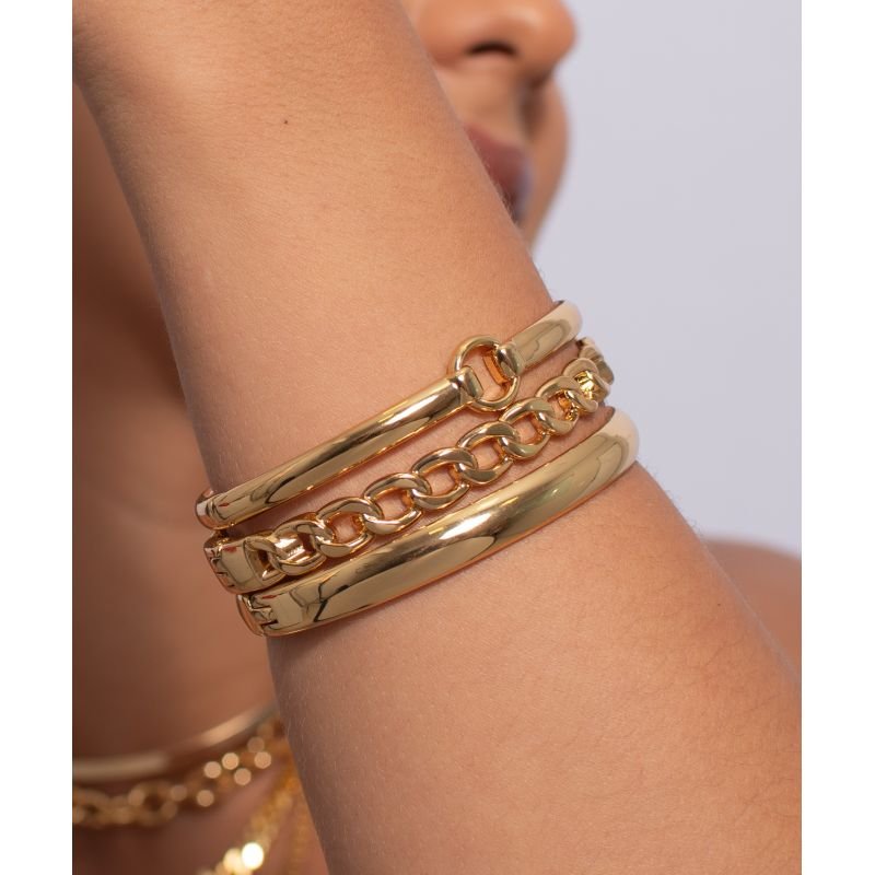 BRACELETE DOURADO ESTILO CORRENTE GRUMET