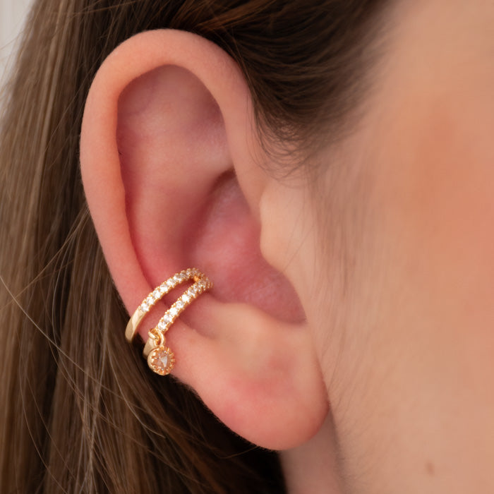 PIERCING FAKE CRAVEJADO COM PINGENTE DE ZIRCÔNIA