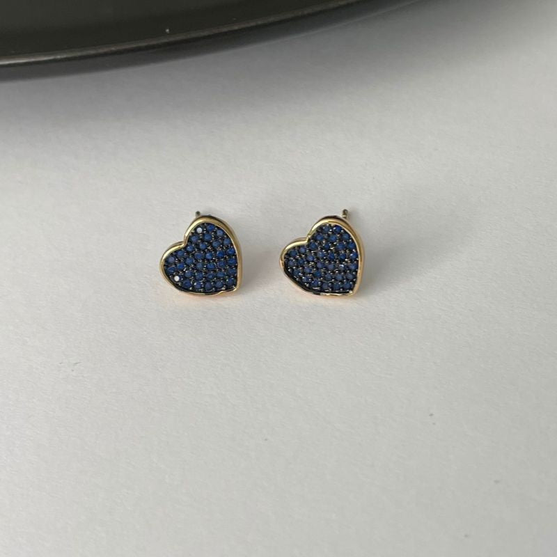 BRINCO CORAÇÃO CRAVEJADO ZIRCÔNIA AZUL