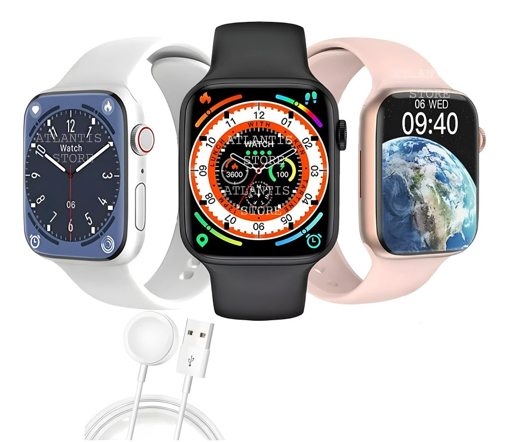 Relógio Inteligente Smartwatch W57 Pro Max NFC Bazik Prime + 7 Pulseiras