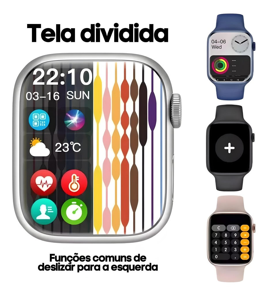 Relógio Inteligente Smartwatch W57 Pro Max NFC Bazik Prime + 7 Pulseiras