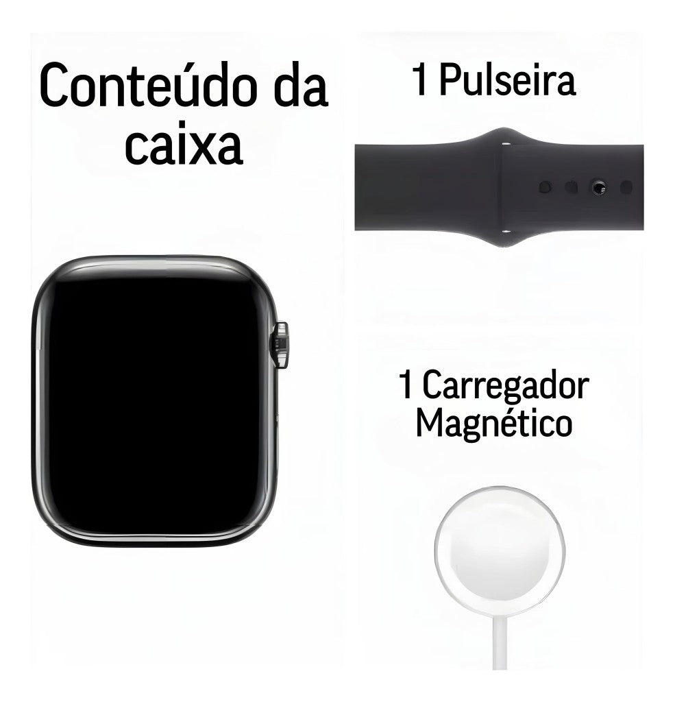 Relógio Inteligente Smartwatch W57 Pro Max NFC Bazik Prime + 7 Pulseiras