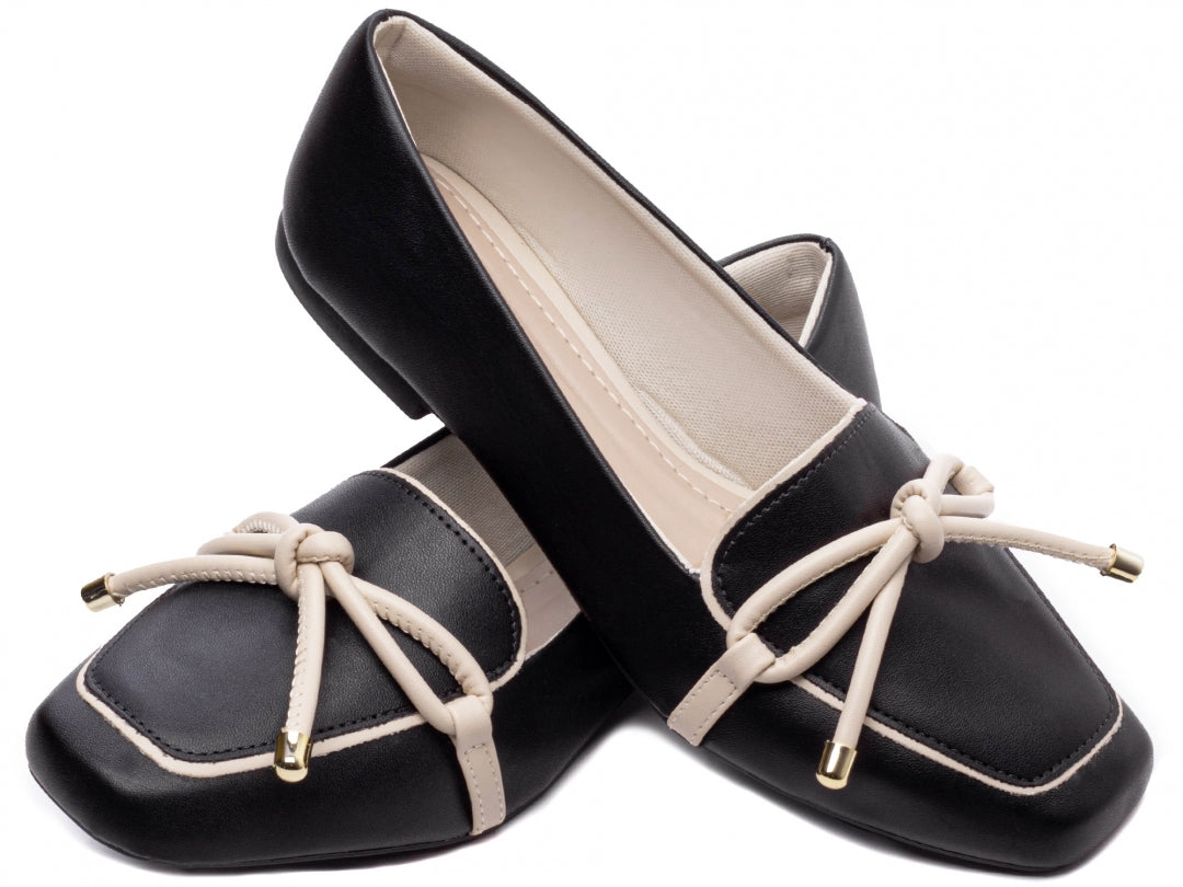 Mocassim Feminino Rasteiro Preto
