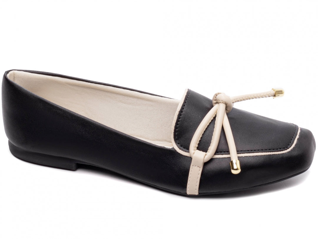 Mocassim Feminino Rasteiro Preto