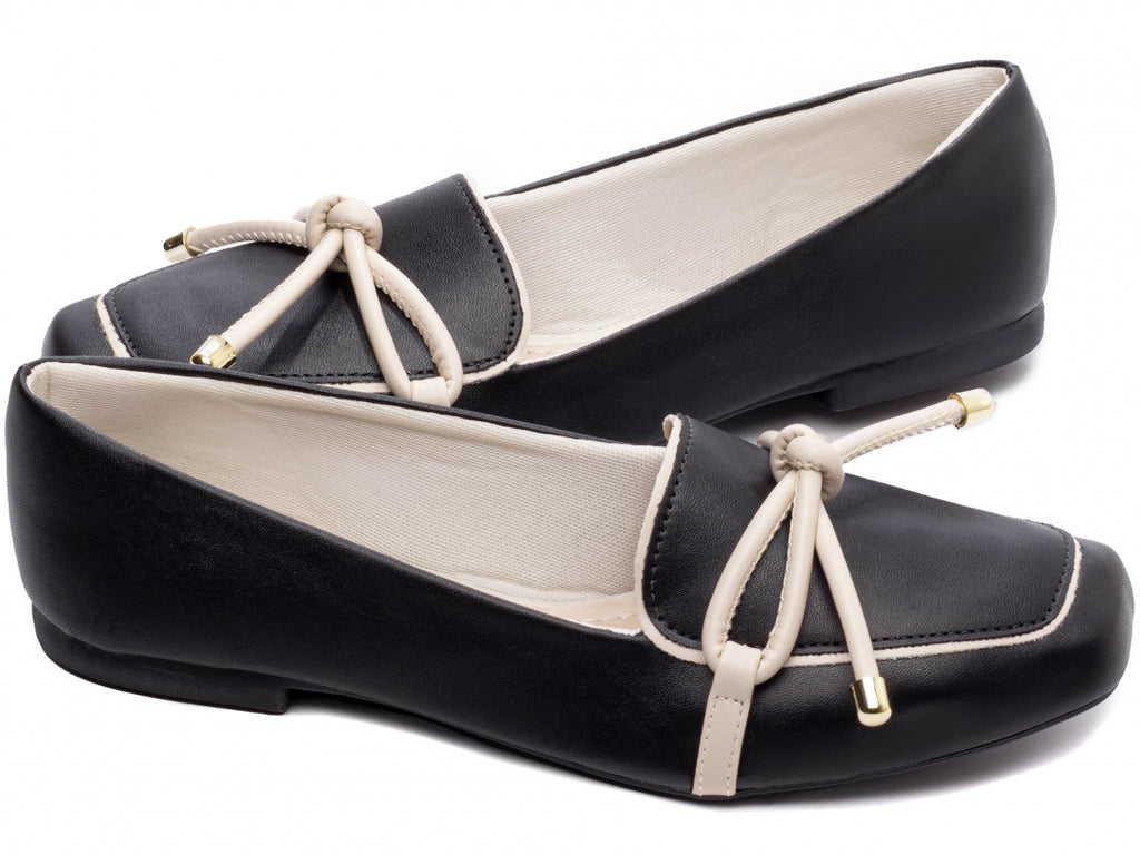 Mocassim Feminino Rasteiro Preto