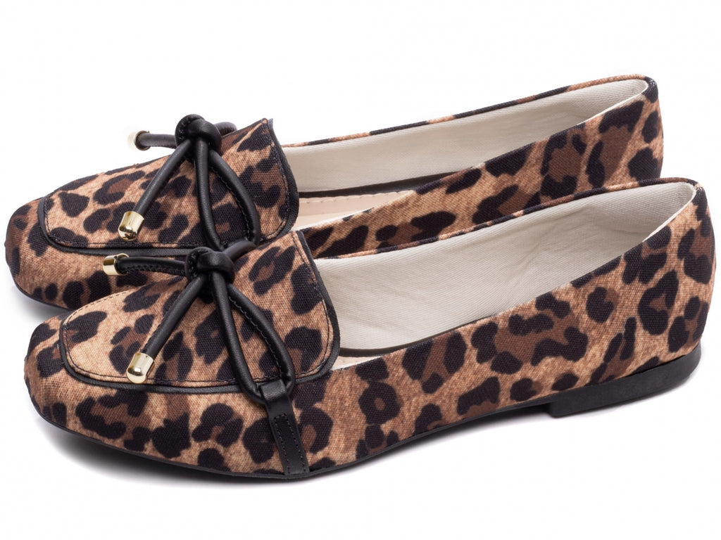Mocassim Feminino Rasteiro Estampa Onça