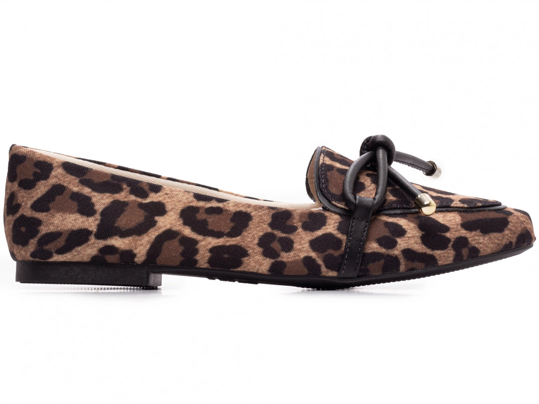 Mocassim Feminino Rasteiro Estampa Onça