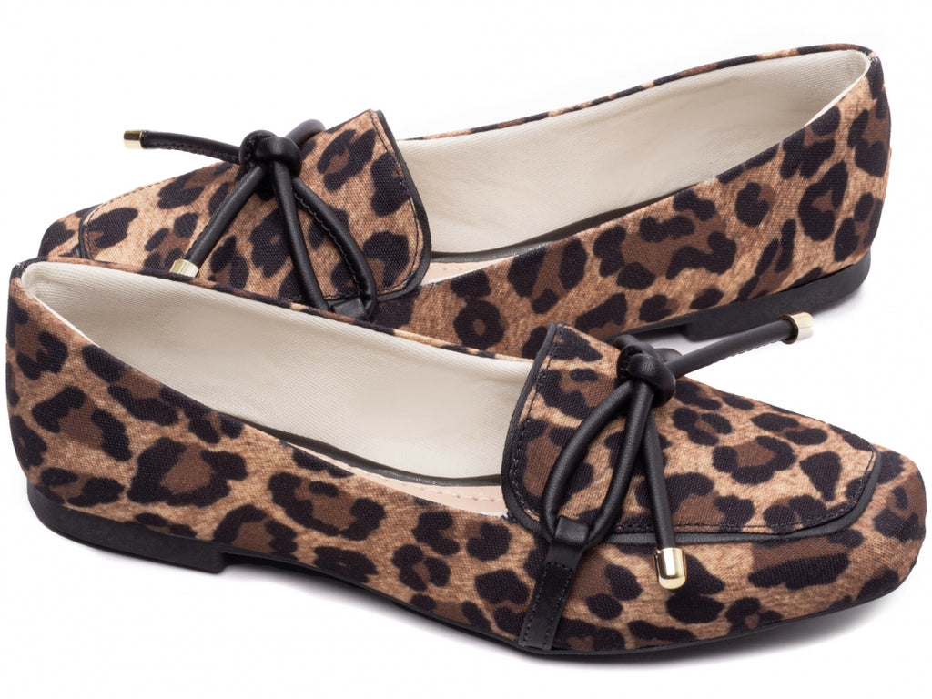 Mocassim Feminino Rasteiro Estampa Onça