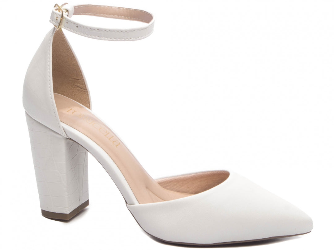 Scarpin Salto Quadrado Off White