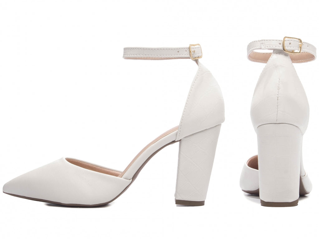 Scarpin Salto Quadrado Off White