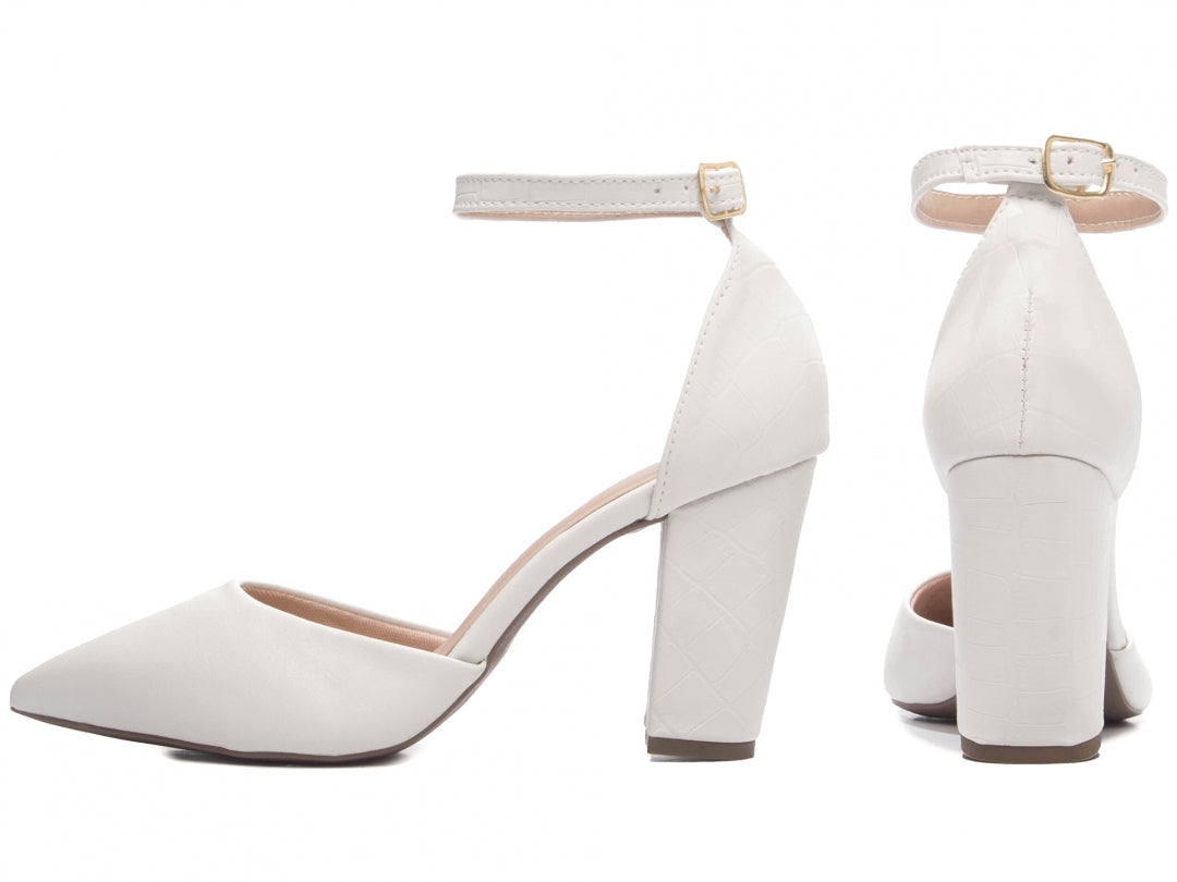 Scarpin Salto Quadrado Off White