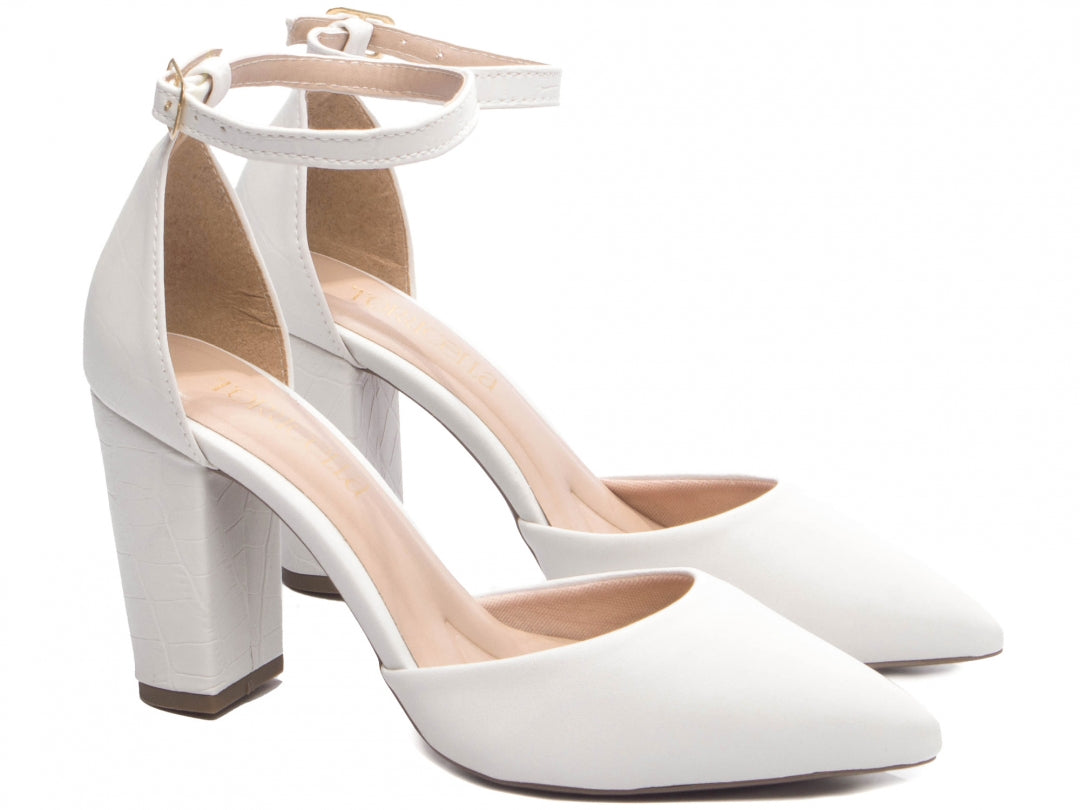 Scarpin Salto Quadrado Off White