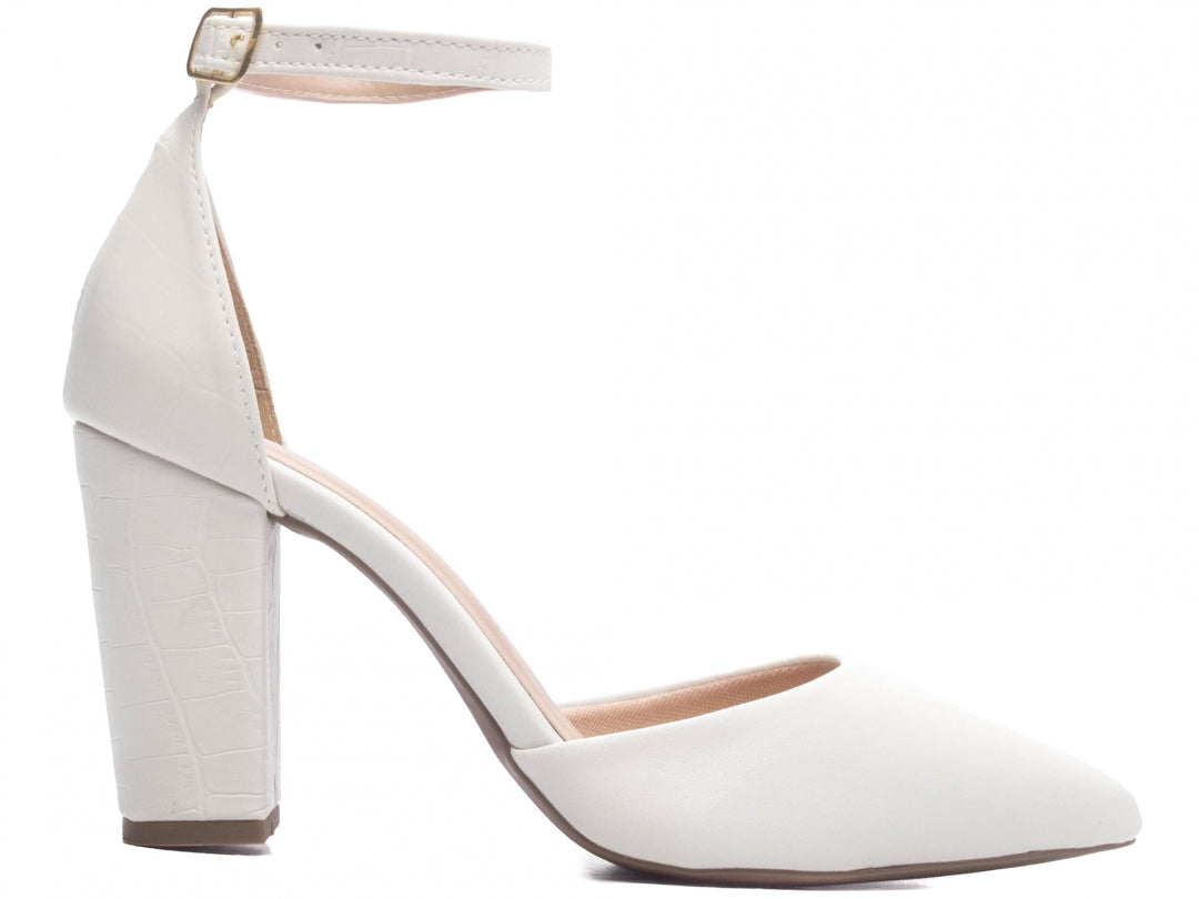 Scarpin Salto Quadrado Off White