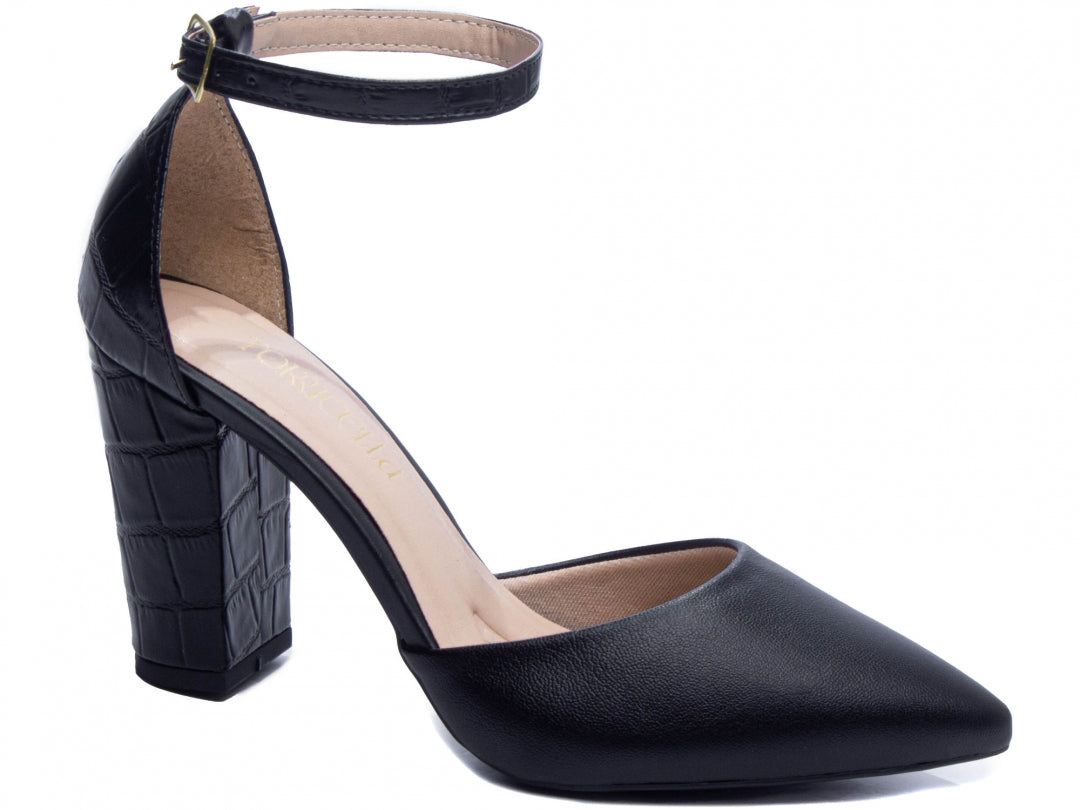 Scarpin Salto Quadrado Preto