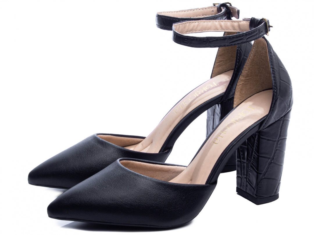 Scarpin Salto Quadrado Preto
