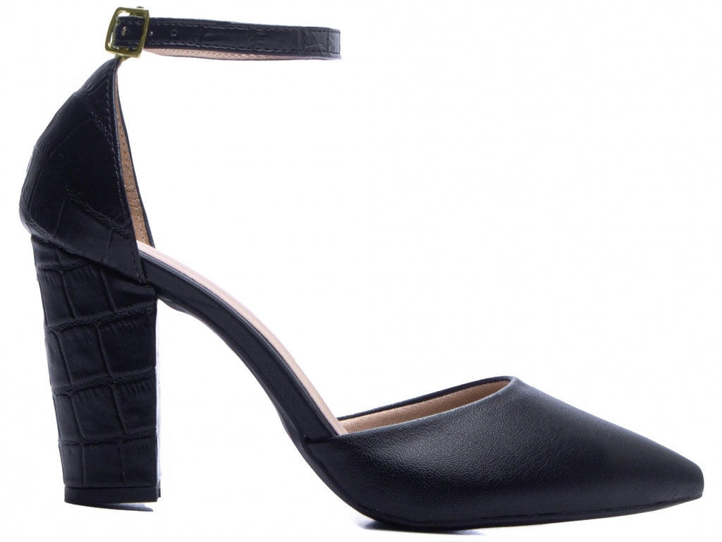 Scarpin Salto Quadrado Preto