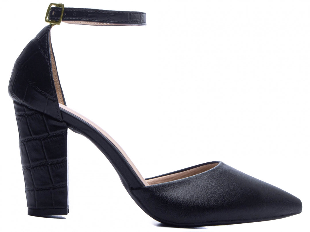 Scarpin Salto Quadrado Preto