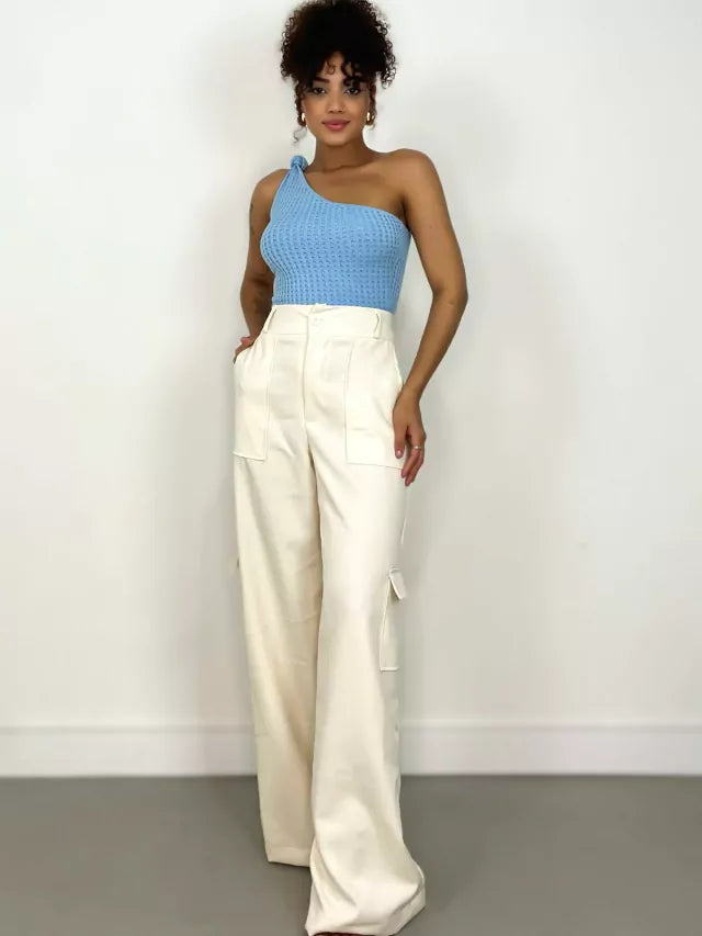 Calça Feminina Alfaiataria Pantalona Cargo