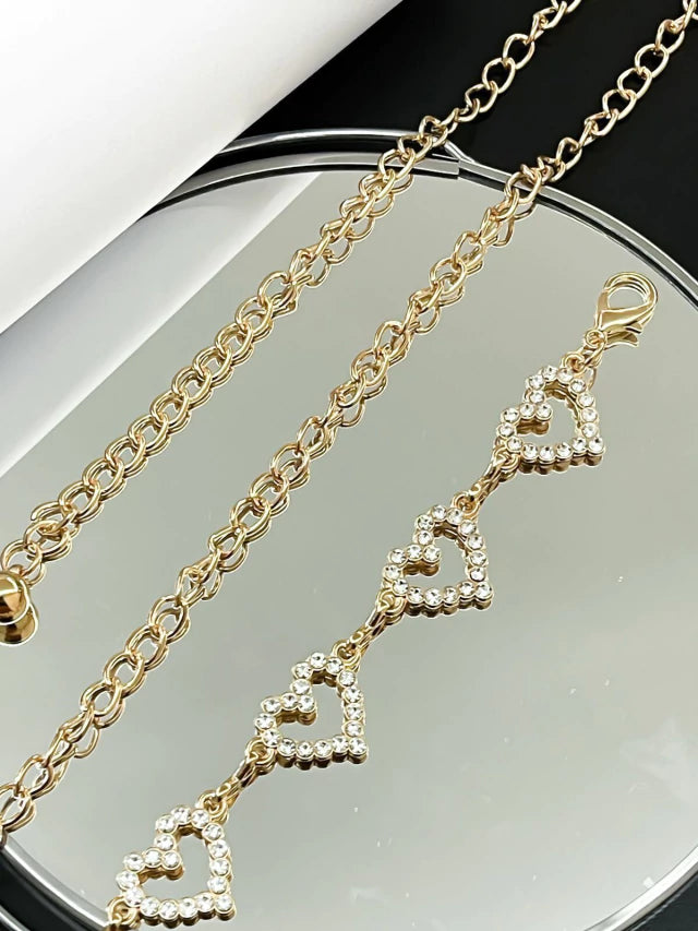 Cinto Feminino Corrente Coração Strass
