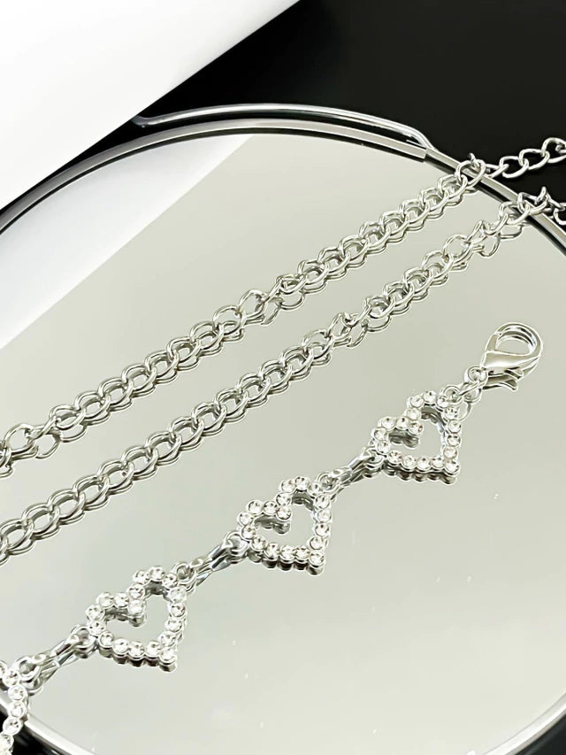 Cinto Feminino Corrente Coração Strass