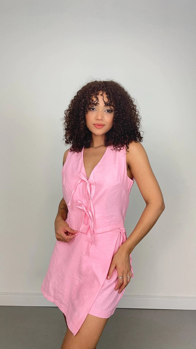 Conjunto Feminino Marant Short Saia e Cropped Amarração
