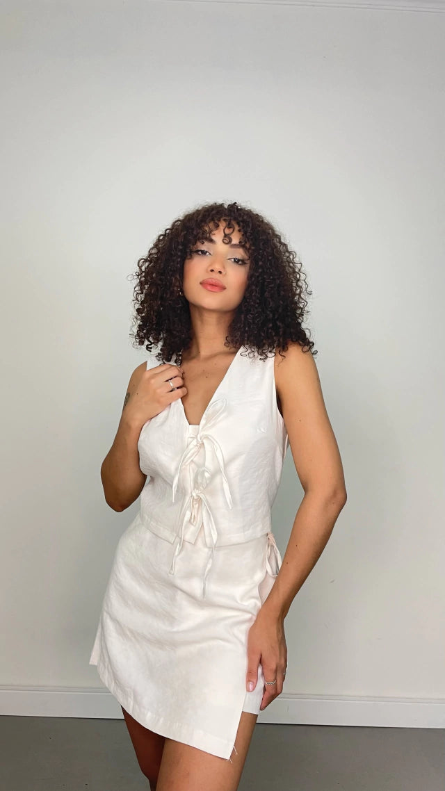 Conjunto Feminino Marant Short Saia e Cropped Amarração