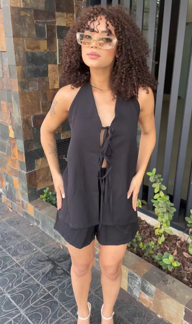 Conjunto Feminino Sensoriale Short e Blusa de Alça e Amarração