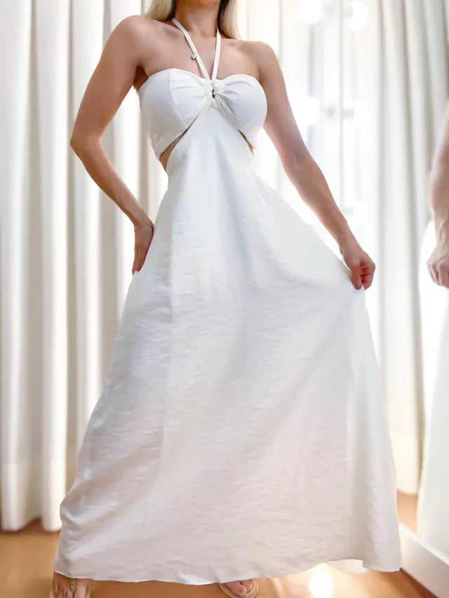 Vestido Conjunto Feminino Longo Cropped Amarração