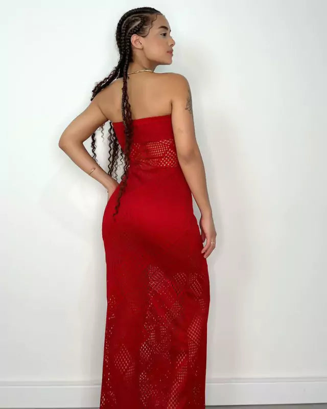Vestido Feminino Longo de Renda sem Alça