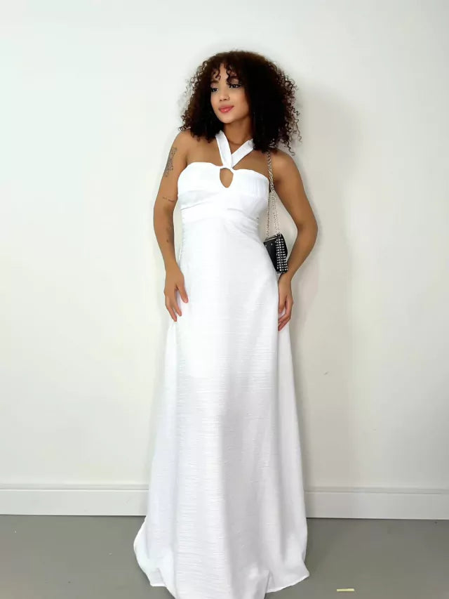 Vestido Feminino Longo em Duna com Amarração