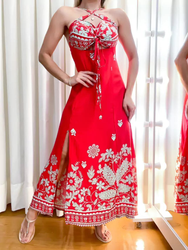 Vestido Feminino Midi Estampado