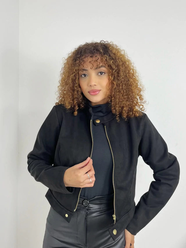Jaqueta Feminina em Suede com Botão