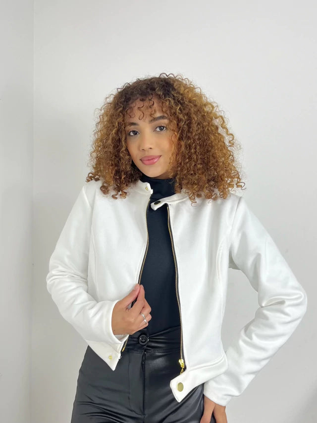 Jaqueta Feminina em Suede com Botão