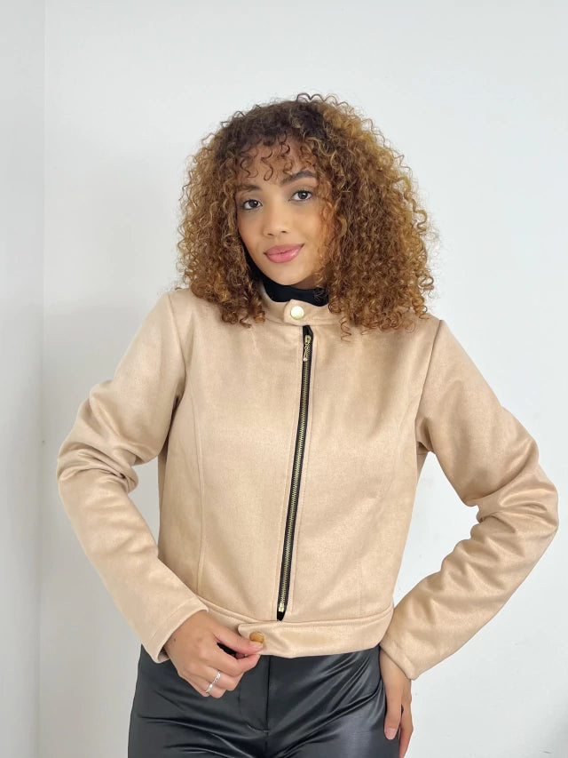 Jaqueta Feminina em Suede com Botão