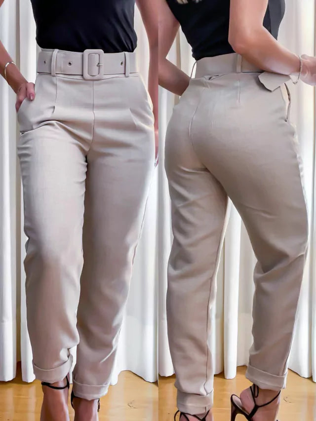 Calça Skinny Linho com Cinto