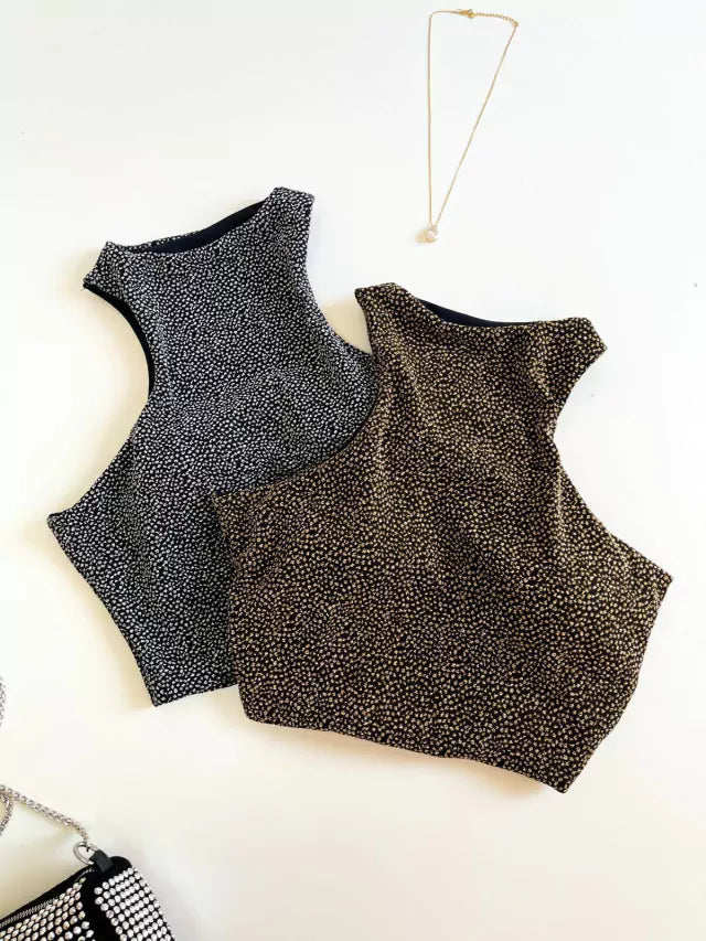 Cropped em Lurex Cavado