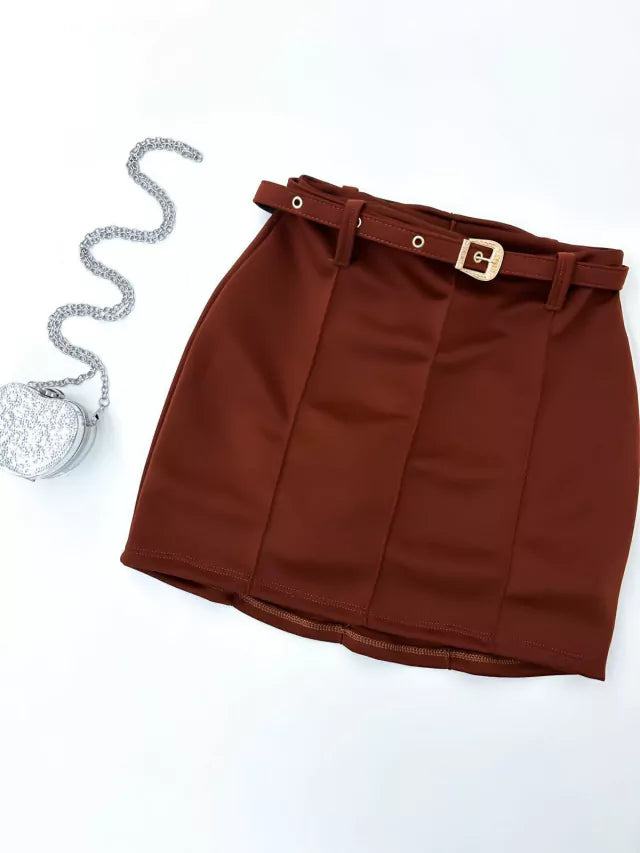 Short Saia em Neoprene com Cinto