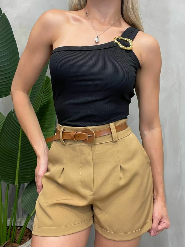 Cinto Feminino em Courino Fivela Redonda